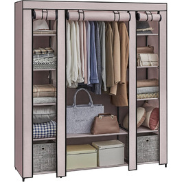 SONGMICS Wardrobe, Fabric Closet, with Clothes Rail and Shelves, Fabric Cover, for Bedroom, Dressing Room, 150 x 45 x 175 cm, LSF03H (Powder Pink)
