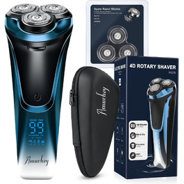 Електричний чоловічий голчастий бритва з 3 змінними насадками, для сухого та вологого гоління, з висувним тримером, LED дисплеєм, 99 хв роботи, у кейсі