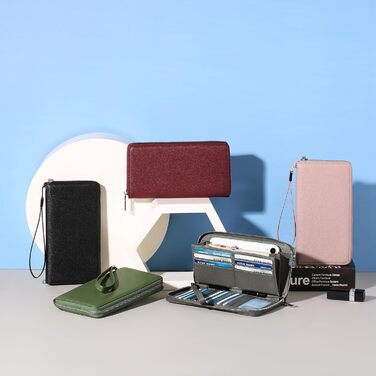 GAEKEAO Women's Wallet, Large Capacity Leather Women's Wallet Zipper Clutch with RFID Blocking and Multiple [Card/Cash] Slots