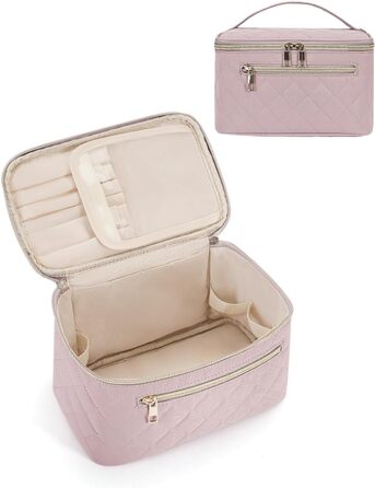 Косметичка для жінок, велика дорожня косметичка для макіяжу з відділенням для пензликів, органайзер, культик, з PU-шкіри, переносний мішечок для макіяжу, зелений (патент)