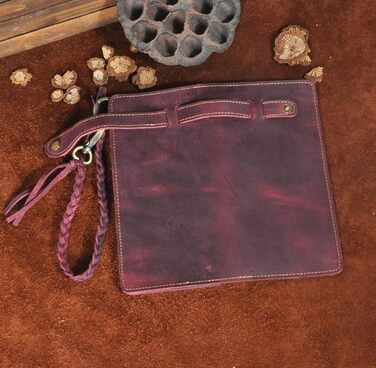 Le'aokuu Men's Genuine Leather Wallet Organizer Double Checkbook Bifold Wallet Pattern Business Money Clip 3377