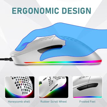 Ігровий комплект клавіатури та миші MK21: RGB механічна клавіатура 60% (62 клавіші), миша 6400 DPI, килимок для миші. Сумісність з PS4, Xbox, PC. Чорний/Blue Switch (White)