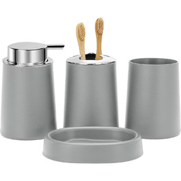 Набір аксесуарів для ванної кімнати FEILANDUO (4 шт.), сірий: мильниця, дозатор мила, тримач для зубних щіток