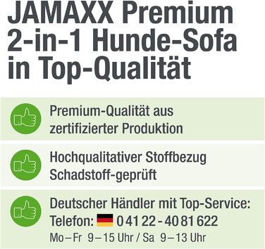 JAMAXX Преміум диван-лежанка для собак - ортопедичний, знімні подушки та чохол, м'який фліс/овчина, PDB3014 (M) 90x70 сірий