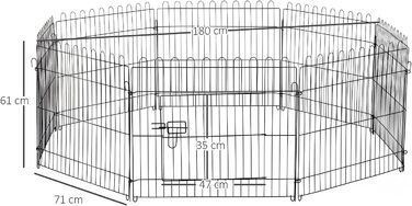 PawHut® Забіг для цуценят, огорожа для собак, клітка для вигулу, розмір: 71x61 см, чорний M