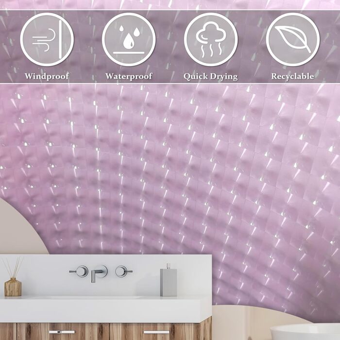 Завіса для душу LEMON CLOUD антигрибкова з вантажем та магнітом, 183x200 см, водонепроникна, антибактеріальна, PEVA, з 12 кільцями, фіолетовий