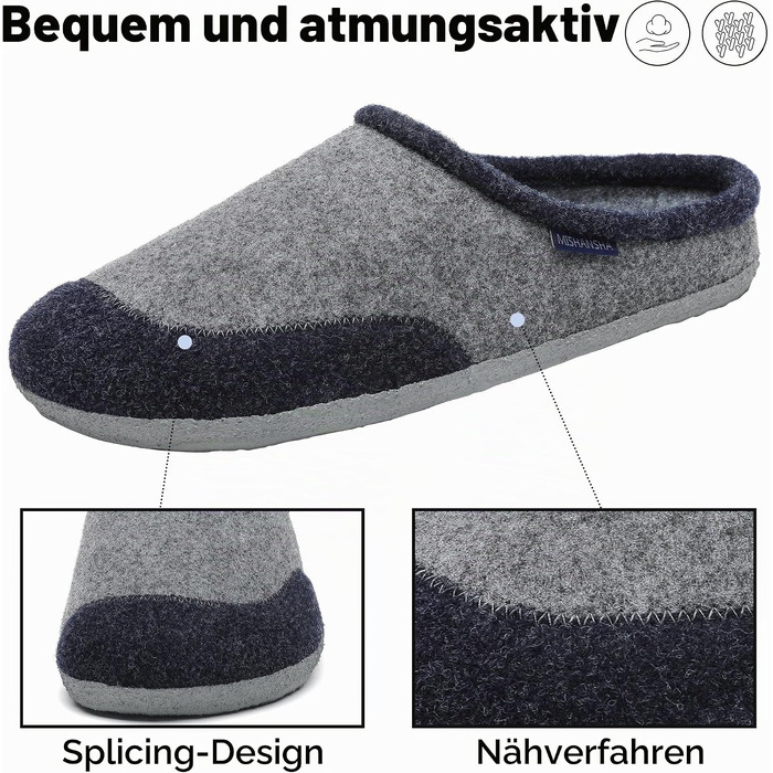 Зимові фетрові капці Mishansha Unisex для дому, розмір 46 EU, колір єгипетський синій