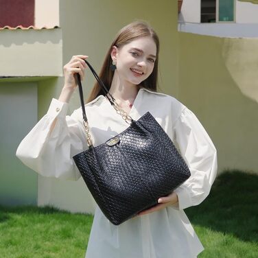 Сумка жіноча Unisoul Shopper - елегантна сумка через плече з екошкіри для офісу та подорожей, чорна