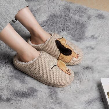 Теплі жіночі та чоловічі халапи-домашні тапочки з штучного хутра, з антиковзкою підошвою, 37/38 EU, Колір: коричневий, З малюнком: собака