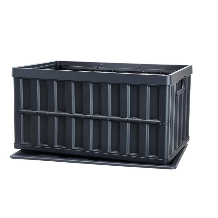 VEVOR 3-Piece Set 65L Professional Folding Box made of PP, Transport Box with Lid, Foldable Storage Box with Handle, Stackable Crates, Storage Box, Folding Boxes, Stackable Boxes for Storage & Transport