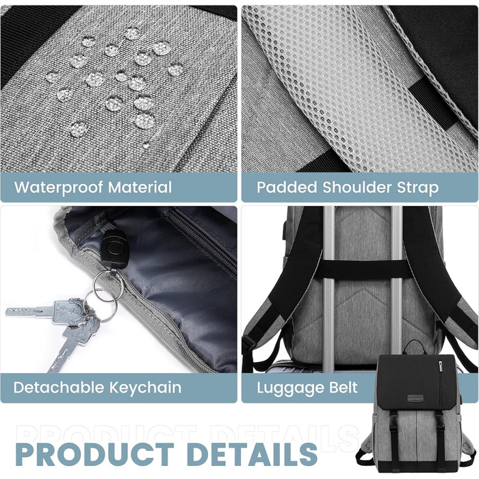 LOVEVOOK Рюкзак для жінок Елегантний 15.6 дюймів для ноутбука Водостійкий Шкільний рюкзак для дівчаток, підліток, рюкзак для жінок, рюкзак на кожен день, для університету, школи, подорожей, бізнесу (15.6 дюймів, Сірий, Чорний)