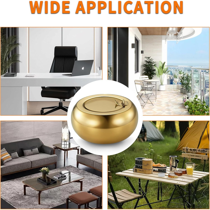 Попільничка з кришкою з нержавіючої сталі Golden S-Gold (S-Gold)