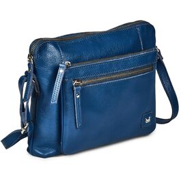 Сумка через плече Wise Owl з натуральної шкіри: жіноча та чоловіча, маленька сумка-кросбоді, 5 відділень, колір сапфіровий блакитний, шкіра наппа