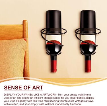 Настінна полиця для вина Happysnow (6 шт.) - органайзер для винних пляшок з металу, з кріпленням