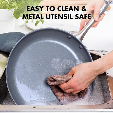 GreenPan Lima сковорода з керамічним антипригарним покриттям, з кришкою, 12 дюймів (30 см), сіра. Без PFOA та PFAS, для плити та гриля, з нержавіючою ручкою. Ідеально для яєць та омлетів.