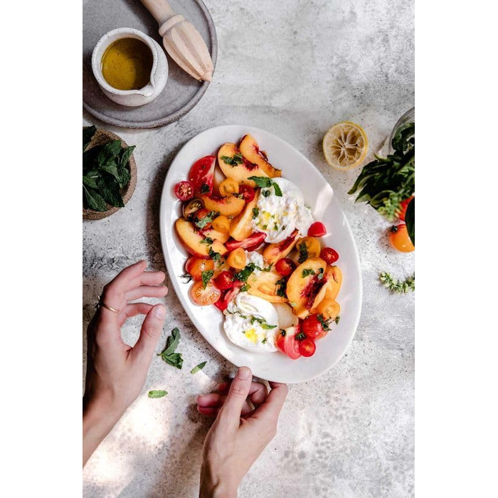 UIBFCWN Porcelain Serving Platter Set of 2, 35.5 X 23.3 cm, Oval Large Serving Tray Set, Ceramic Serving Plates/Dinner Plates for Buffets, Sushi, Cakes, Meat, Fish, Appetizers at Home/in Restaurants