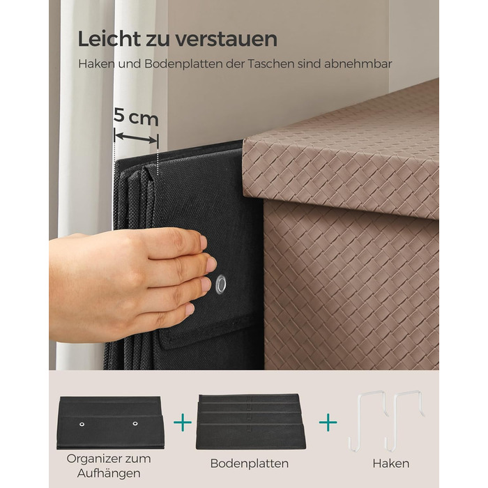 Органайзер для шафи SONGMICS з 4 кишенями, підвісна полиця, органайзер для гардеробу, підвісне зберігання, органайзер для дверей, спальня, вітальня, 2 x 33,5 x 00 см, RDH04G (2, Чорний)