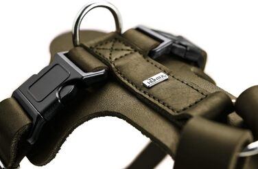 Шлейка для собак HUNTER AALBORG з натуральної шкіри, оливковий колір, розмір M-L