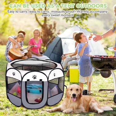 Клітка-забіг для цуценят та собак, складана, сіра, 73x73x43 см. Підходить для собак, цуценят, кроликів, морських свинок та котів.