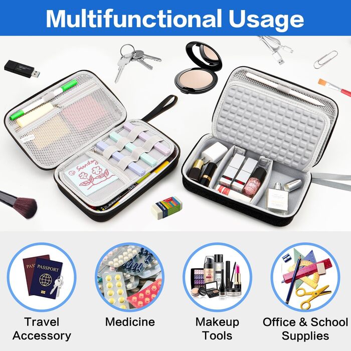 Органайзер для кабелів Teskyer, чорний, жорсткий кейс, водонепроникний, 14 x 22 x 6,5 см