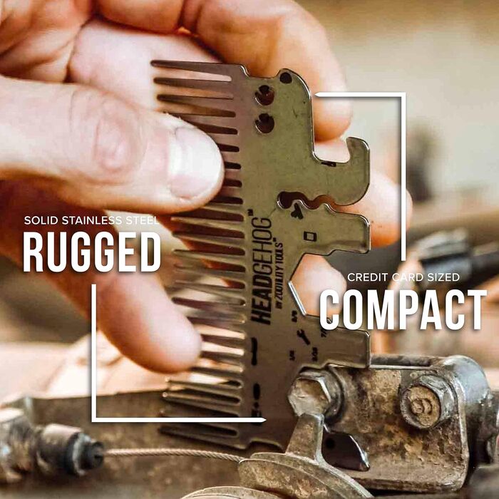Hedgehog Pocket Comb, Multifunction Tool, Bottle Opener, Silver-Colored