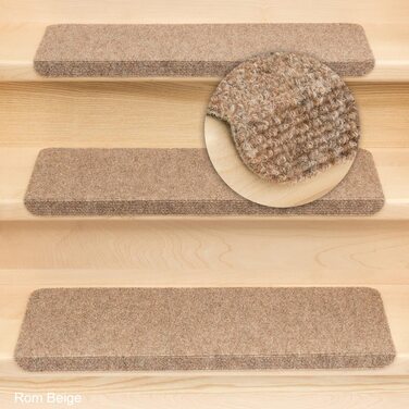 Stair treads Rome 16 pcs 65x24 cm beige