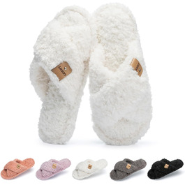 Жіночі домашні тапочки з меморі-піною – зручні домашні капці для спальні, відкриті, з перехресними ремінцями, антиковзаюча підошва для дому та вулиці, стильні тапочки-шльопанці як подарунок для жінок, мами, дружини, білі, 38/39 EU