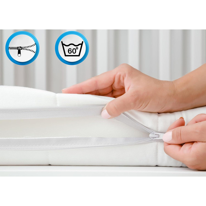 POKAR Mattress Topper, Mattress Topper, Mattress Pad, Mattress Protector for Mattress, Washable and Suitable for Allergy Sufferers, 140 x 190 cm