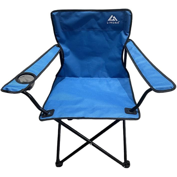 Скляний стілець Linuma® для риболовлі та відпочинку на природі: зручний, з кишенькою для напоїв та сумкою для перенесення (блакитний)