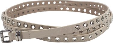 Жіночий пояс-скрутка з декоративними пірсингом та срібною застібкою, ширина 1,5 см (натуральний матеріал)