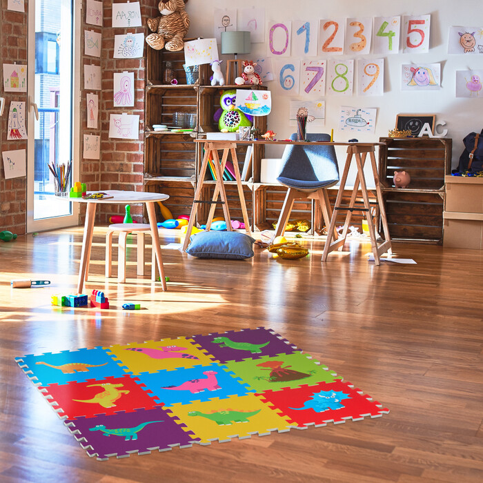 Relaxdays Dinosaur Puzzle Mat - Colorful