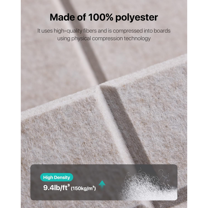 Самоклеючі акустичні панелі Soundsbay для шумоізоляції зі поліестеру, 30×30×0.9 см, світло-бежевий, набір 18 шт — звукопоглинаючі плити для стін