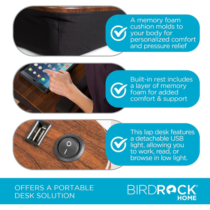 Стіл-підставка для ноутбука Sofia & Sam з USB-підсвічуванням, меморі-піна (5035)