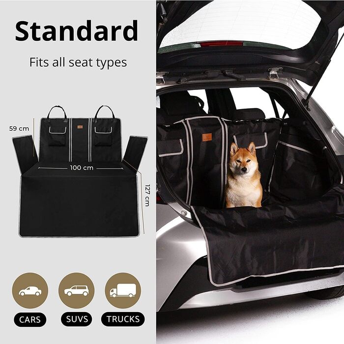 Захисний чохол на сидіння для собак AMZPET – водонепроникний, антиковзкий, стійкий до подряпин, міцний, 56 x 45 x 122 см, для маленьких автомобілів (купе або хетчбек), степене дизайн