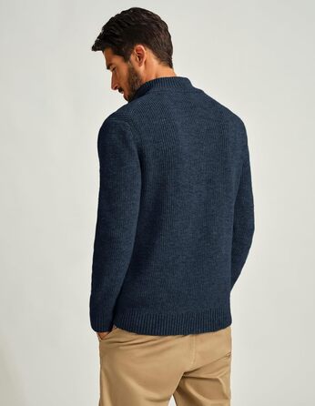 Кардиган чоловічий PJ PAUL JONES з рифленого в'язання, довгі рукави, зимова куртка, тонкий трикотаж, з коміром-стійкою та блискавкою, колір морської хвилі (S)