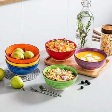 Vancasso Soup Bowls, Stoneware, BONITA 6-Piece Bowl Set, Salad Bowl, Pasta Bowls, Bowl Set, Multicolor