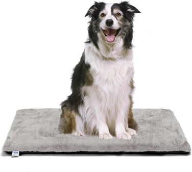 Nobleza Самогріюча килимок для собак і котів, тепла підстилка для домашніх тварин на зиму, килимок для собак з Memory Foam, знімний, м'який плюшевий чохол, сірий, 61x46x4 см (L 91 x W 58 x H 4 см)