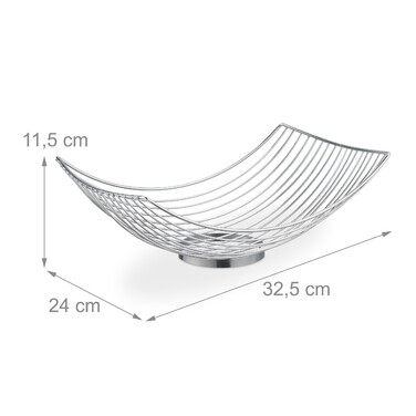 Relaxdays Rectangular Fruit Bowl in Silver