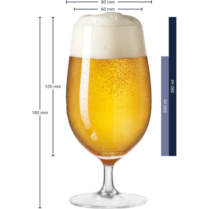 LEONARDO HOME CIAO+ Beer Glasses, Glasses, clear, 6 pieces (1 pack), 6