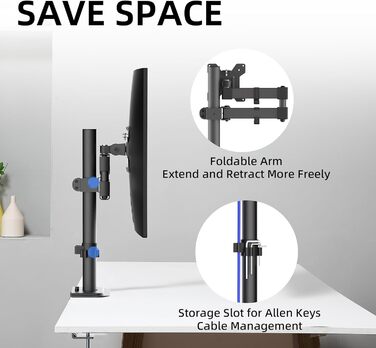 Кріплення для монітора Bracwiser: регульована підставка для LCD/LED моніторів 13-32 дюймів (до 10 кг), VESA 75x75/100x100, чорний