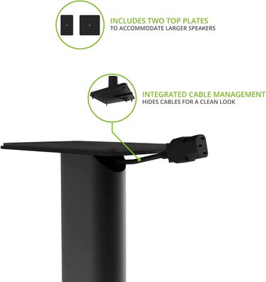 Підлогові стійки для колонок Kanto SP26PLW 26' | Для середніх та великих полоччастих колонок | Сталь, пінопакет, поворотна платформа 30° | Приховане кабельне прокладання | Пара, 66 см (чорний)