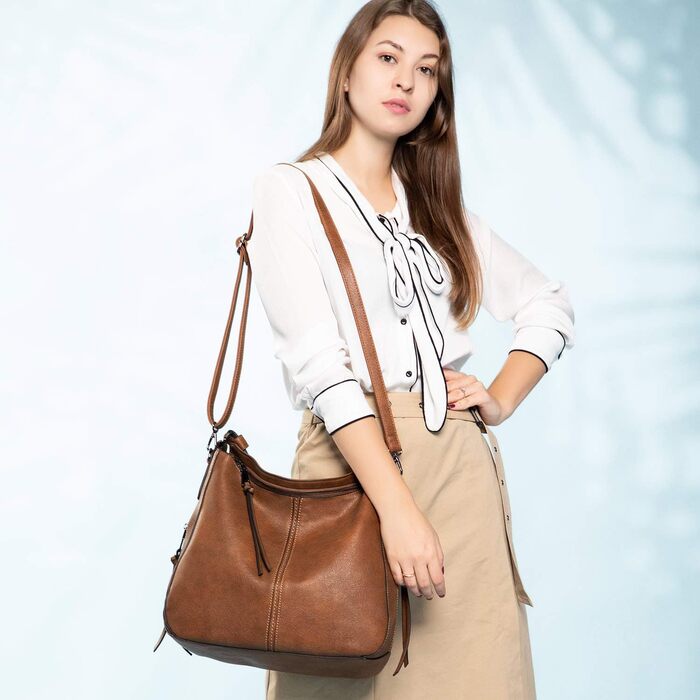 Жіноча сумка-шопер Reaer середнього розміру, чорно-пісочного кольору, зі шкіри PU, на плече та через плече, вінтажна сумка-хобо для роботи, офісу та покупок