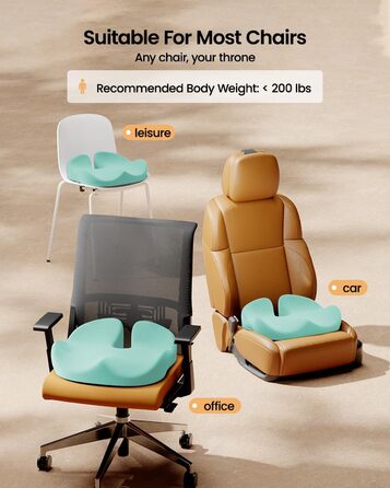 Ортопедична подушка для сидіння ProtoArc для офісного крісла, ергономічна подушка для куприка з піною з пам'яті, рівномірний розподіл тиску, подушка для куприка для повсякденного комфорту для інвалідного візка, авто (М'ятно-зелений, великий)