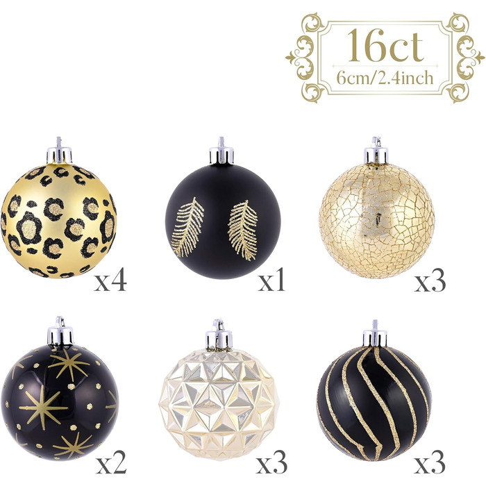 Набір новорічних кулічок Valery Madelyn (16 шт, 6 см) - червоно-зелено-золотий декор, з подарунковою упаковкою