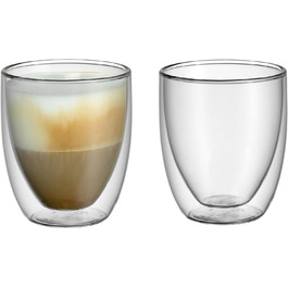 WMF Double-Walled Cappuccino Glasses Set, 2-Piece, Double-Walled Glasses 250ml, Floating Effect, Thermal Glasses, Heat-Resistant Tea Glass, Coffee Glass
