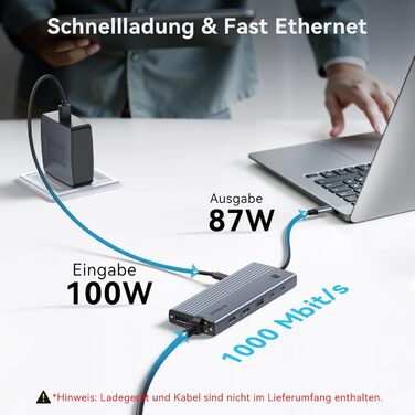 Док-станція USB-C для ноутбука: 2 монітори 4K HDMI, DP, Ethernet, 4 USB, 100W PD, SD/TF, Audio/Mic (15 в 1)