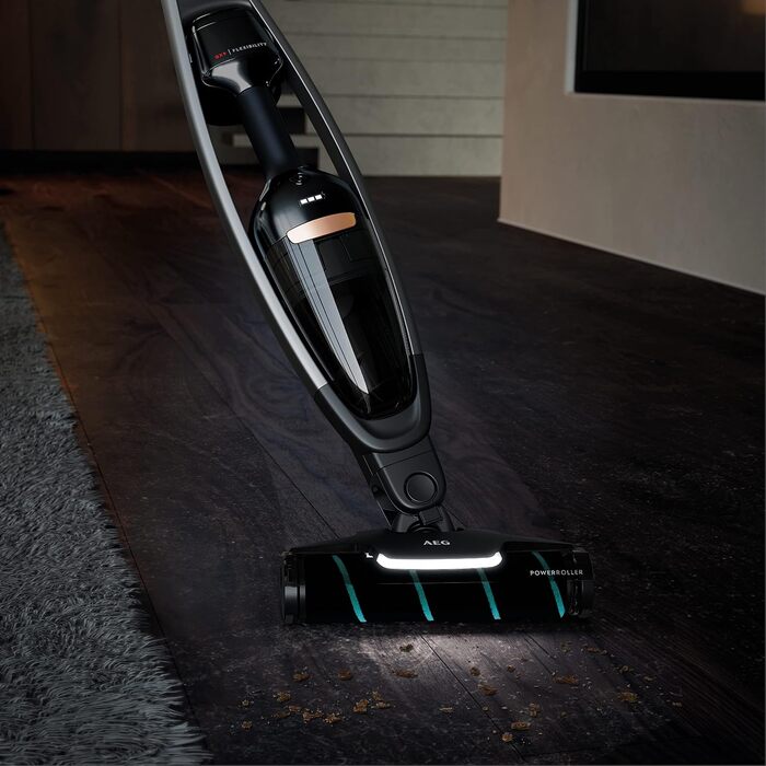 AEG AZE137 Power-Soft roller (floor nozzle ideal for hard floors, excellent suction power, LED headlights, fine dust & XXL particles, gentle cleaning, suitable for QX6, QX7, QX8-2, QX9, black) sleek, functional