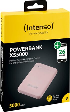 Powerbank Intenso Powerbank XS 5000mAh - зовнішній акумулятор для смартфона, планшета, MP3-плеєра, цифрової камери (рожевий)
