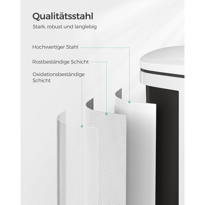 Відро для сміття SONGMICS 20 л з педаллю, м'яким закриттям, з внутрішнім відром, 15 мішків, металеве срібло