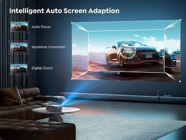 YABER Проектор для дому, 1080P Full HD, підтримка 4K, автофокус та корекція Keystone, WiFi 6 Bluetooth, портативний, для вулиці, діагональ екрану 300 дюймів, сумісний зі смартфоном/Fire TV Stick/PS5 (висока яскравість)